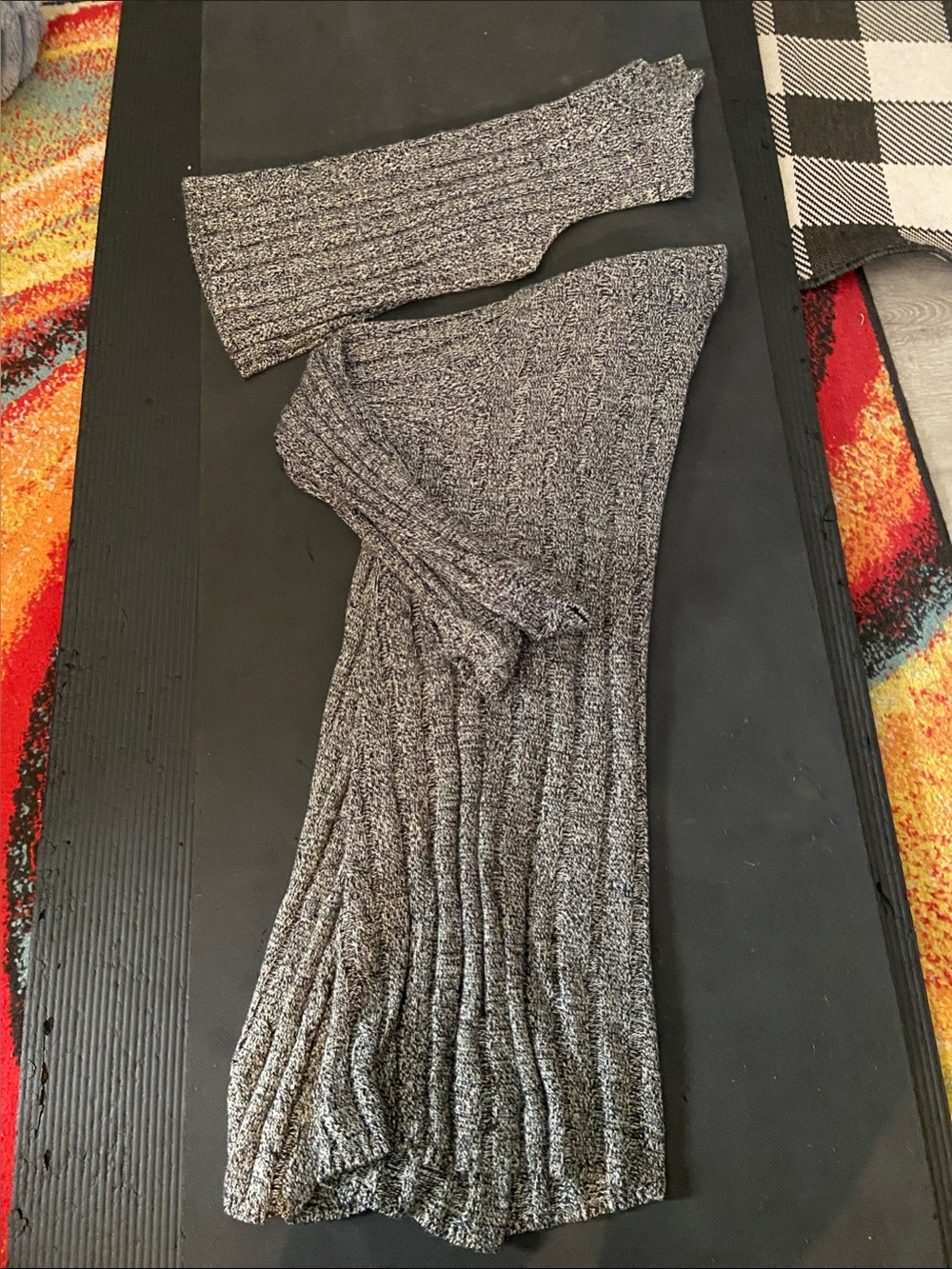 Ribbed Knit Two-Piece Set in Heathered Gray